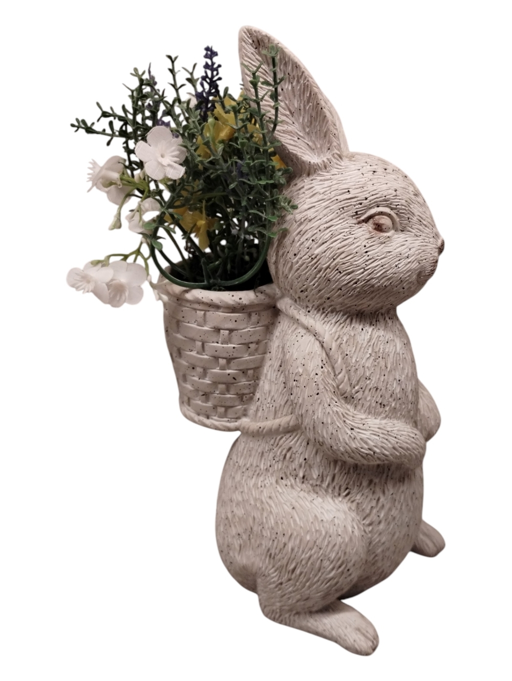 Cost Plus World Market Easter Bunny Statue with Faux Floral Basket Backpack